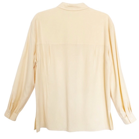 Butter Yellow SILK! Liz Claiborne Long Sleeve Blouse Size 8 - Picture 4 of 16